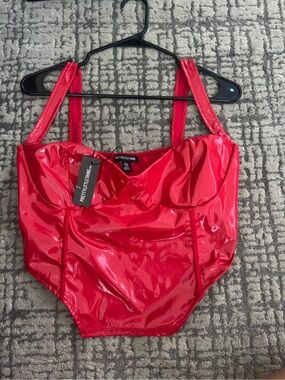 PrettyLittleThing Glossy Red Patent Bustier